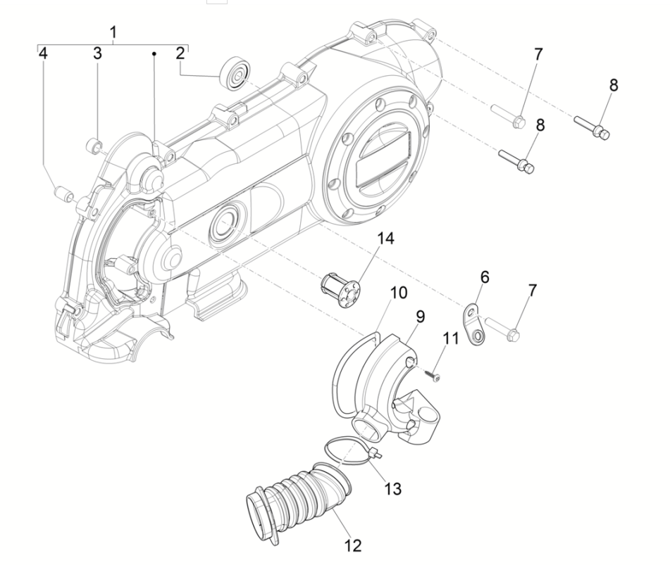 Carterdeksel Vespa Sprint 50 4-takt IGET 3V Euro 5
