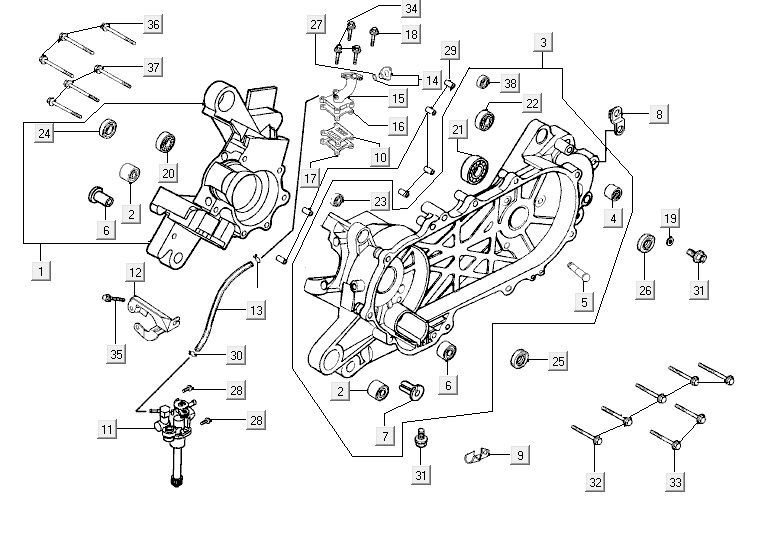 Carterhelft-Oliepomp Kymco Yup 50 2-takt AC zilver