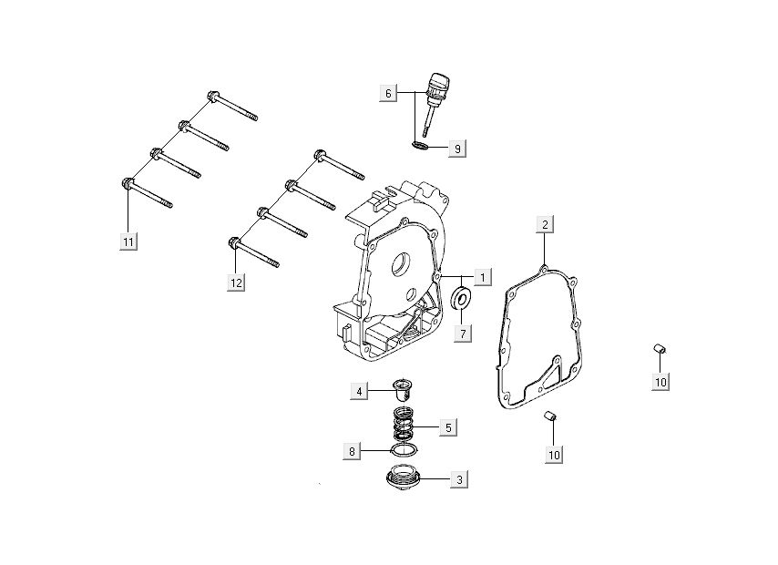 Carterhelft rechts - Peilstok - Oliefilter Kymco New Dink 4-takt zwart metallic