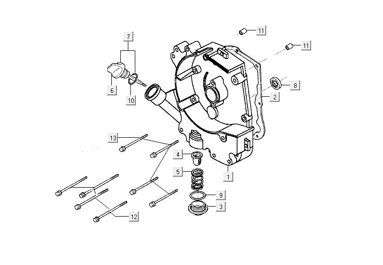 Carterhelft rechts - Peilstok - Oliefilter Kymco Agility 12' 4-takt rood
