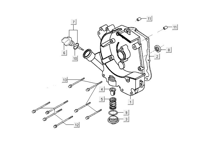 Carterhelft rechts - Peilstok - Oliefilter Kymco Agility Fat 12' 4-takt special wit