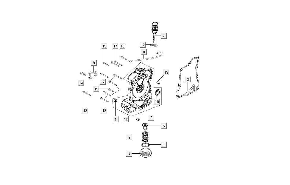 Carterhelft rechts - Peilstok - Oliefilter Kymco New Sento 50i 4-takt goud