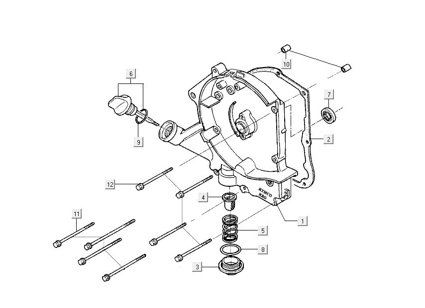 Carterhelft rechts - Peilstok - Oliefilter Kymco Sento 50 4-takt Zwart Glans