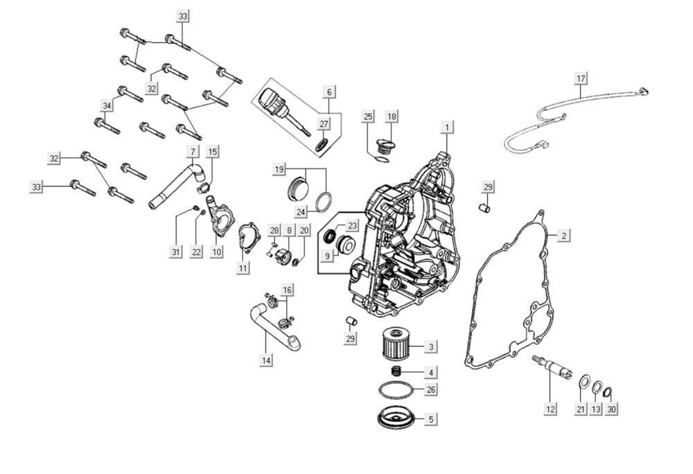 Carter - Peilstok - Oliefilter Kymco GTI 300i
