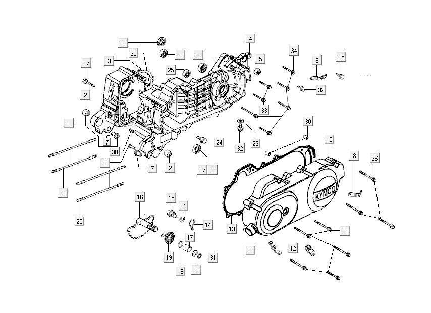 Carter - Carterdeksel - Kickstarteras Kymco Sento 50 4-takt Spring Bruin