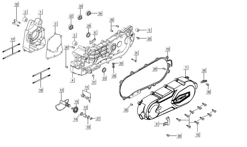 Carter - Carterdeksel - Kickstarteras Kymco Agility 16+ 125 Mat Metallic Silver