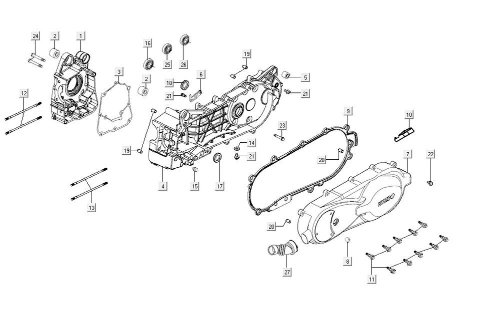 Carter - Carterdeksel - Kickstarteras Kymco Agility 16+ 200i Mat Metallic Silver