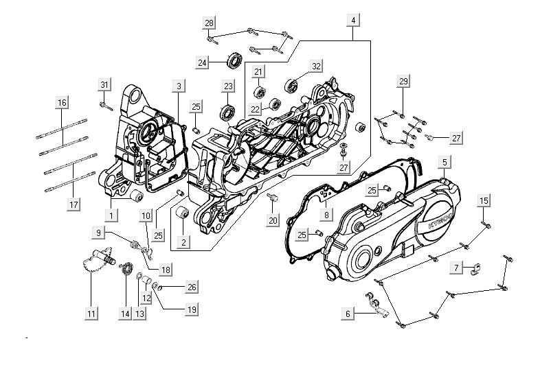 Carter - Carterdeksel - Kickstarteras Kymco Agility Fat 12' 4-takt donkergrijs