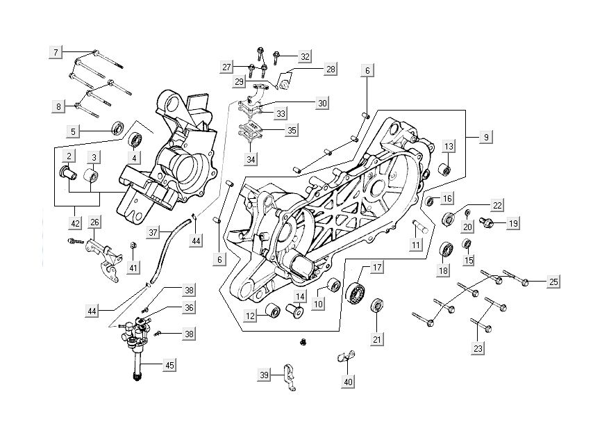 Carter - Carterdeksel - Kickstarteras Kymco Super9 50 2-takt AC 2000-2002 zwart geel