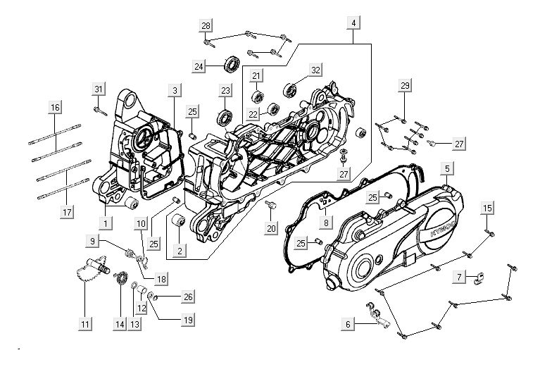 Carter - Carterdeksel - Kickstarteras Kymco Agility 12' 4-takt zwart