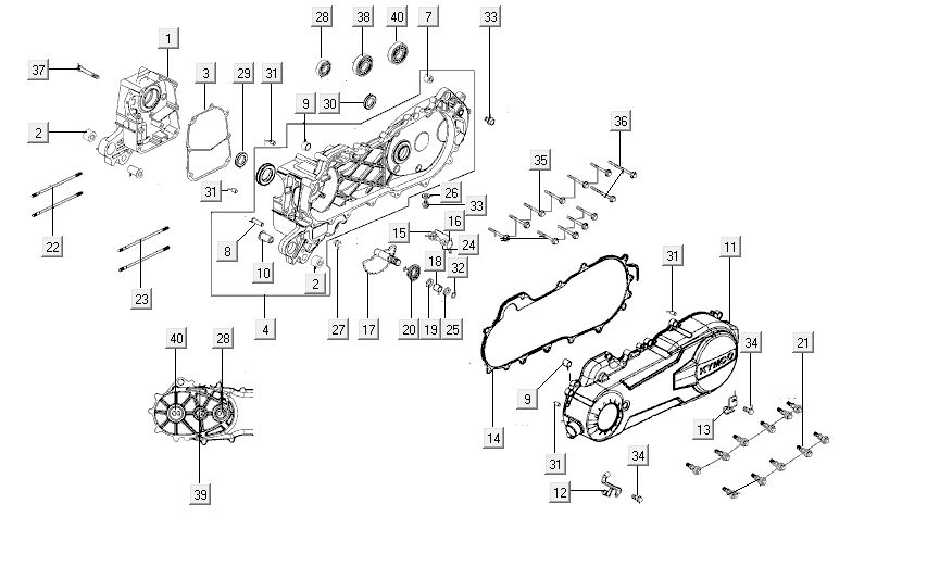 Carter - Carterdeksel - Kickstarteras Kymco City 16' 4-takt donker grijs