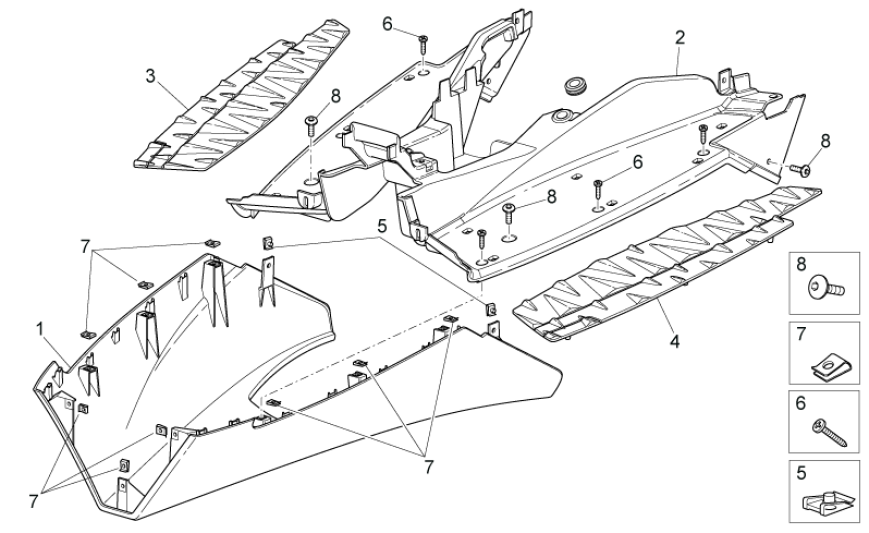 Treeplank - Onderspoiler Aprilia SR 50 LC (injectie en carburateur) 2004-2009