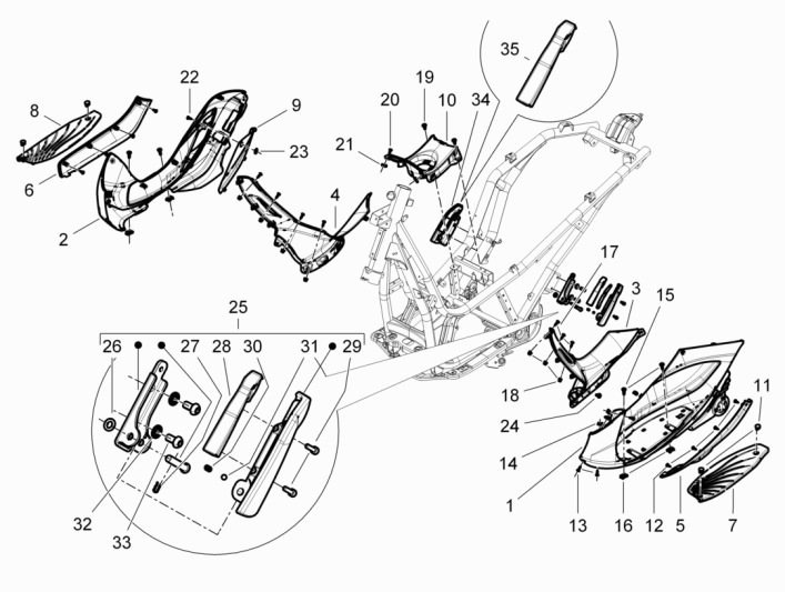 Treeplank - Voetensteun Piaggio Beverly 350 Sport Touring Euro 3 2013-2014