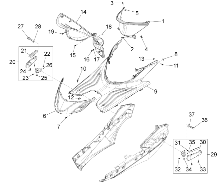Treeplank - Voetensteun Piaggio Fly 125 4-takt 3VG IE Euro 3