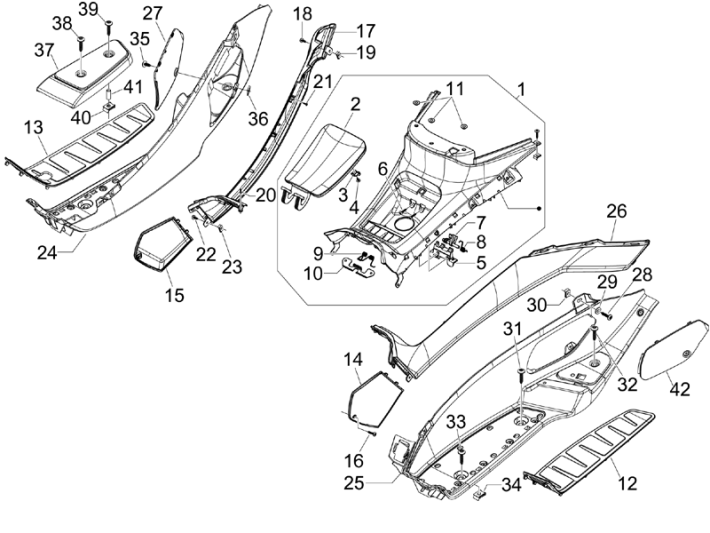 Treeplank - Voetensteun Piaggio MP3 300 LT Sport 2009-2014 zwart 98/A