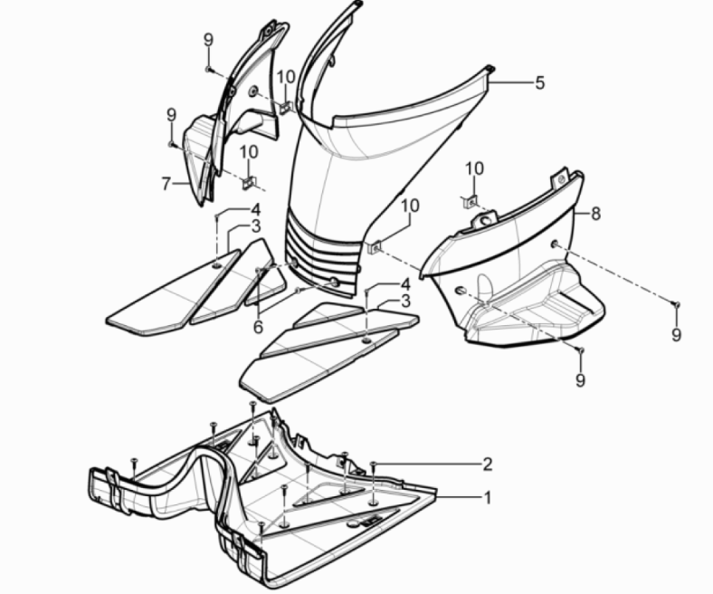 Treeplank - Voetensteun Piaggio Typhoon 2-takt  Euro 3 2011