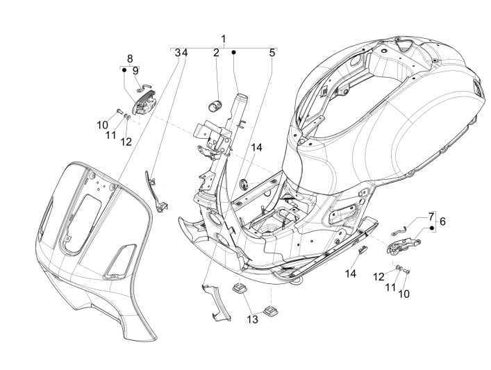 Frame Vespa GTS 300 ie 2008-2016 (met en zonder ABS) zwart 94