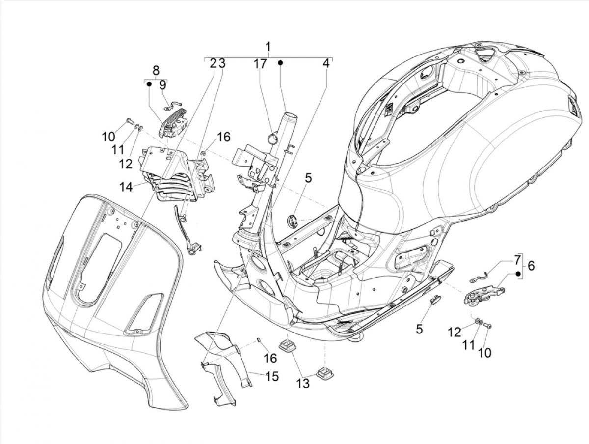 Frame Vespa GTS 125 IE ABS Euro 4 2016-2018