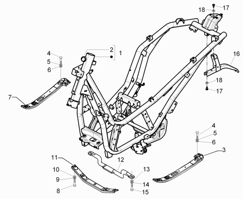 Frame Piaggio Beverly 125 RST 4V Euro 3 2010-2015