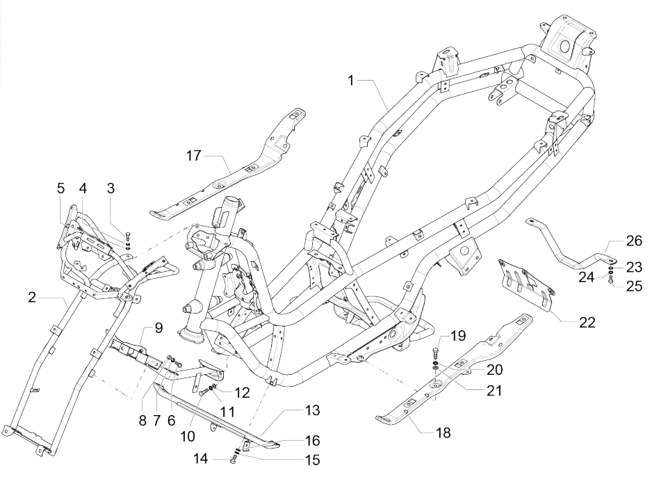 Frame Piaggio MP3 350 Maxi Sport ABS Euro 4 2018-2020