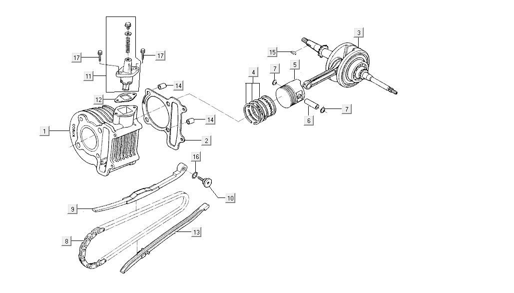 Cilinder - Krukas Kymco Agility FR 12