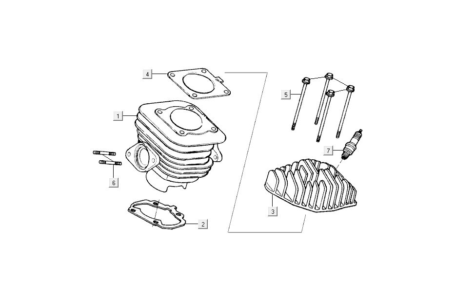 Cilinder- Cilinderkop Kymco Dink AC 2-takt Zilver