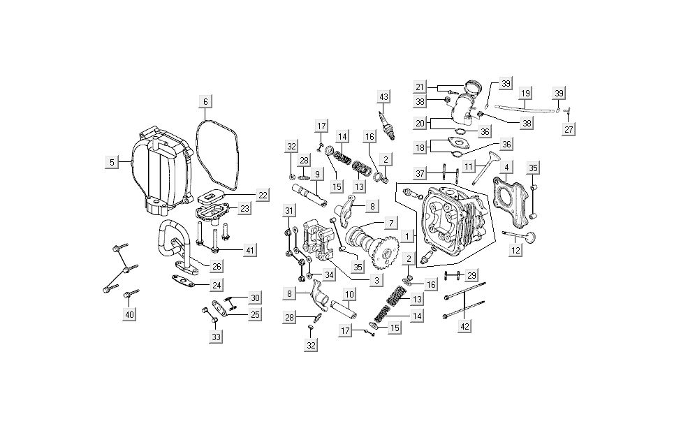 Cilinderkop - Nokkenas - SLS Kymco Super8 50 4-takt 2009→ zwart