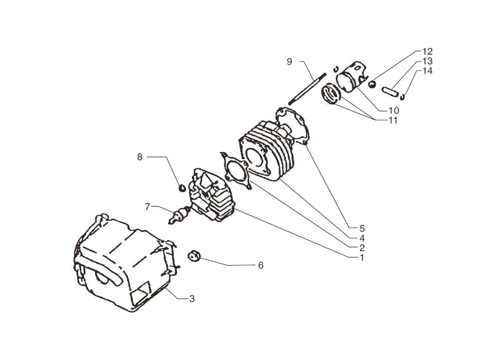 Cilinder - Zuiger - Cilinderkop Beta Ark-k 50 2-takt AC zwart
