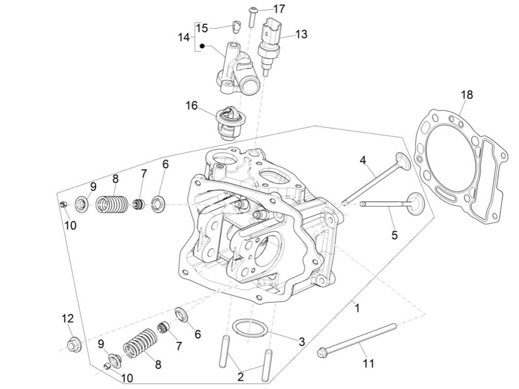Cilinderkop Piaggio MP3 300 HPE / 300 HPE Sport ABS Euro 5 2020-2022