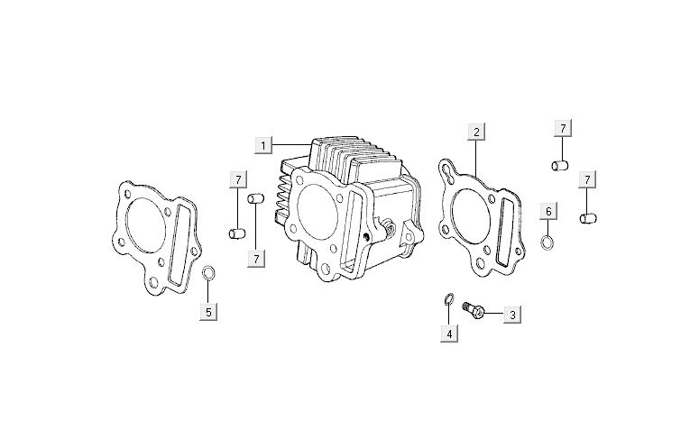 Cilinder Kymco Activ 50 4-takt blauw-zwart