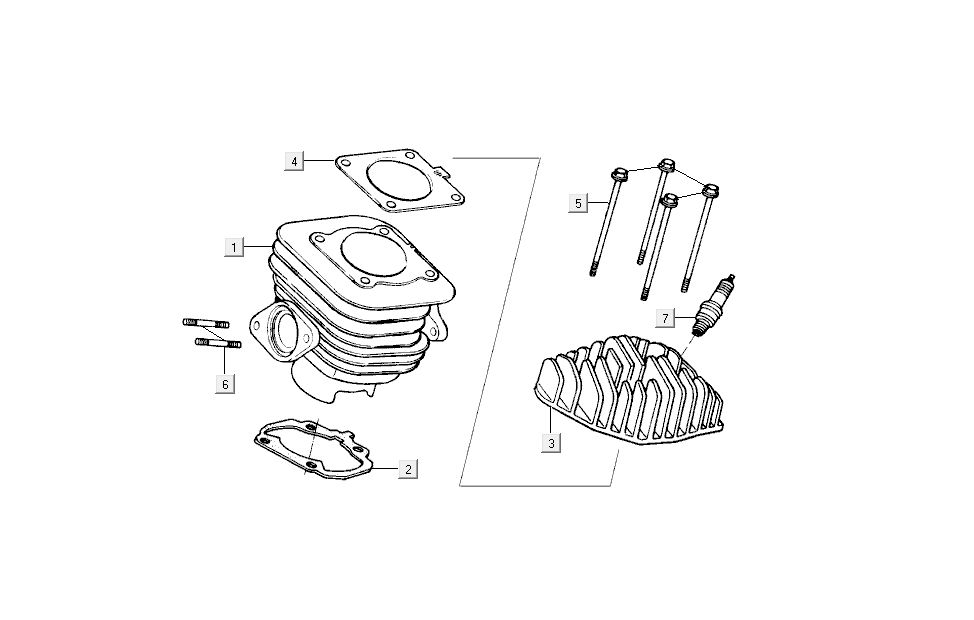 Cilinder - Cilinderkop Kymco Dink 50 2-takt LC zilver