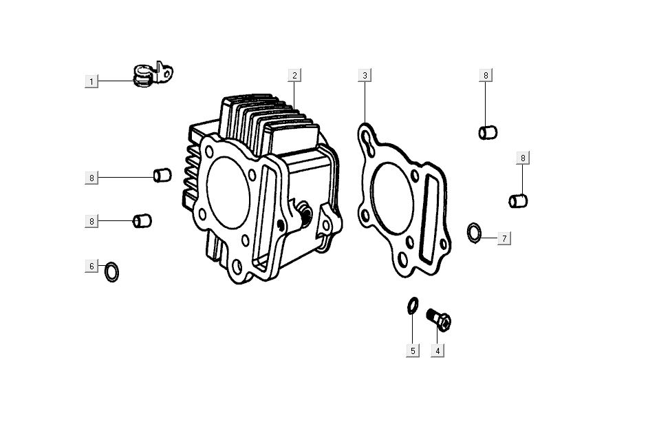 Cilinder Kymco K-Pipe 4-takt Glans Zwart