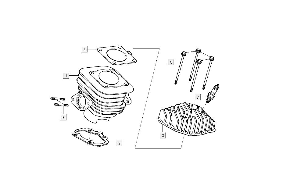 Cilinder - Cilinderkop Kymco Super9 50 2-takt AC 2003-2007 zilver - zwart