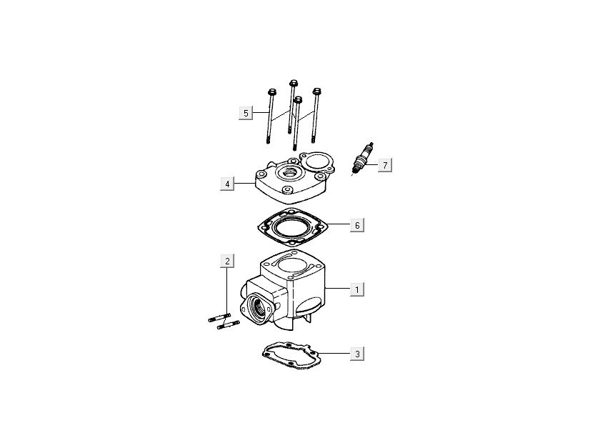Cilinder - Cilinderkop Kymco Super9 50 2-takt AC nieuw model zilver