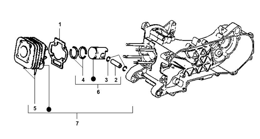 Cilinder - Zuiger Piaggio Typhoon 50 2-takt AC 1998-2005
