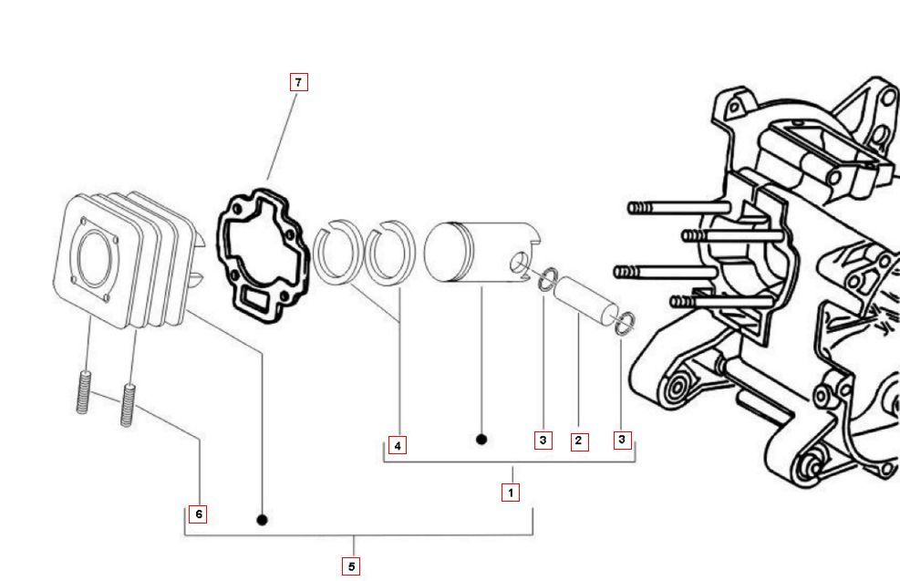 Cilinder - Zuiger Vespa Primavera 50 2-takt AC