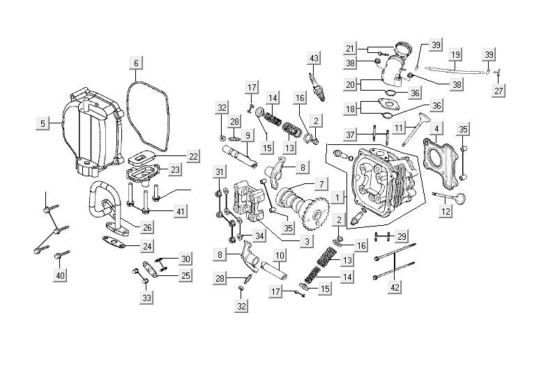 Cilinderkop - Nokkenas - SLS Kymco Agility Fat 12' 4-takt bruin