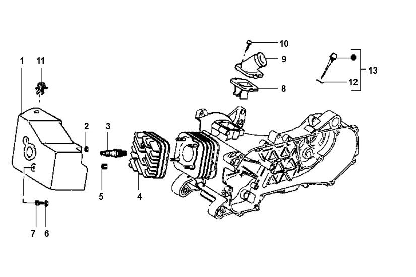 Cilinderkop Piaggio Typhoon 50 2-takt AC 1998-2005