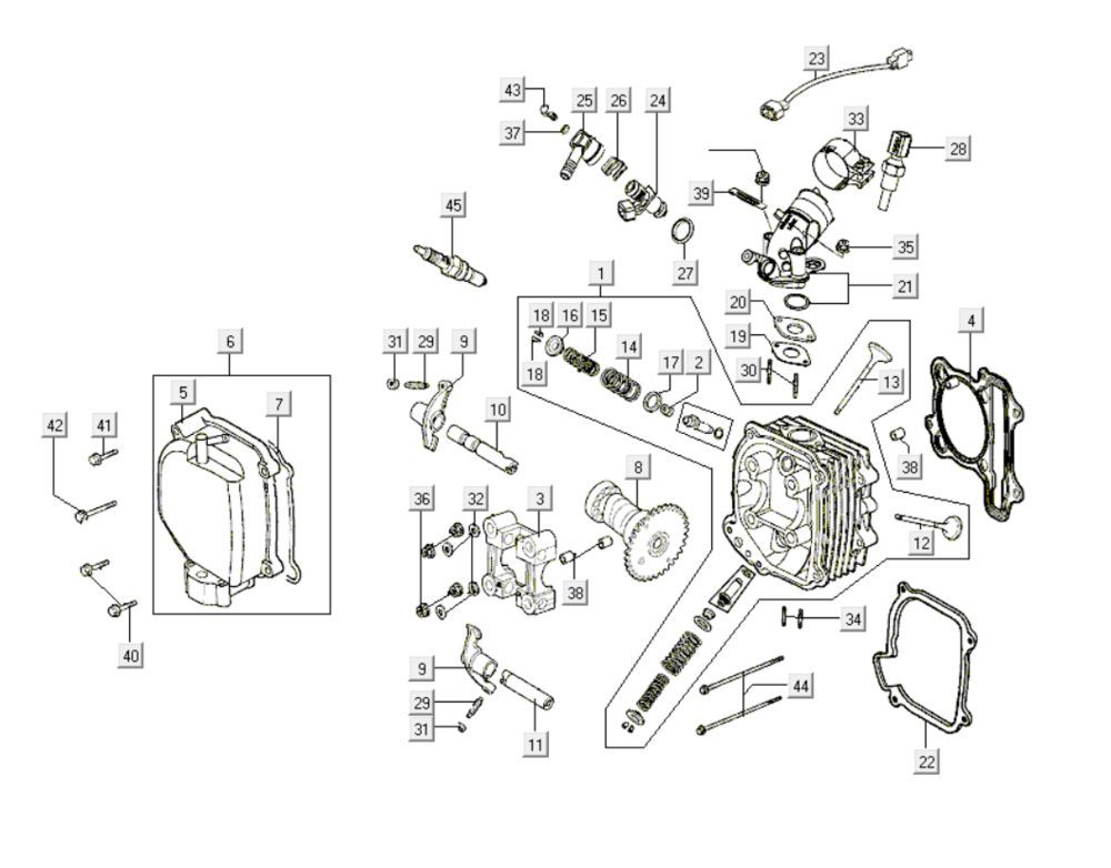 Cilinderkop Kymco Like 200i Wit