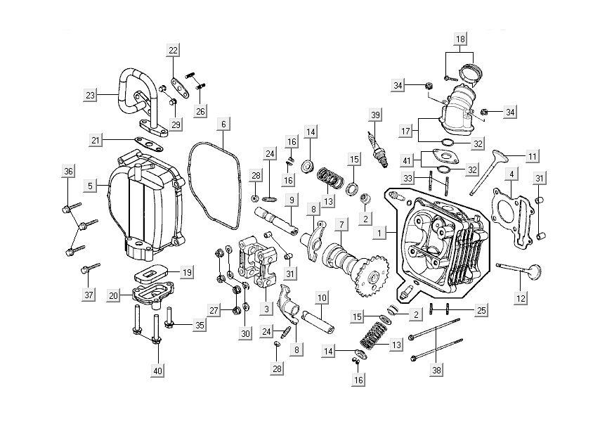 Cilinderkop Kymco New Dink 4-takt donkergrijs