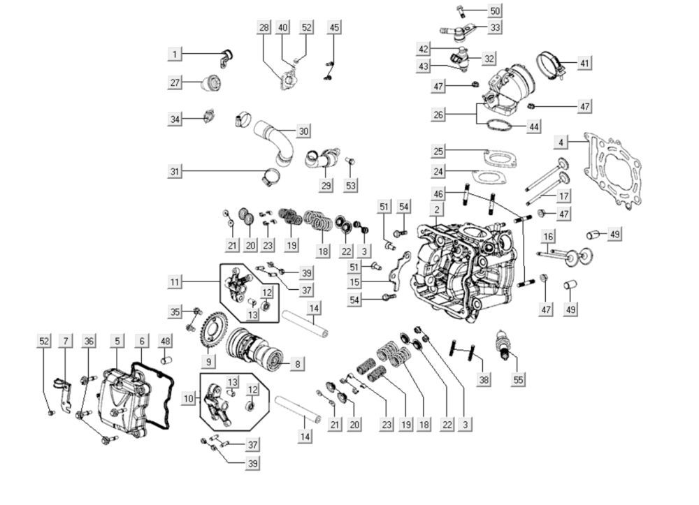 Cilinderkop Kymco Xciting 400i Geel