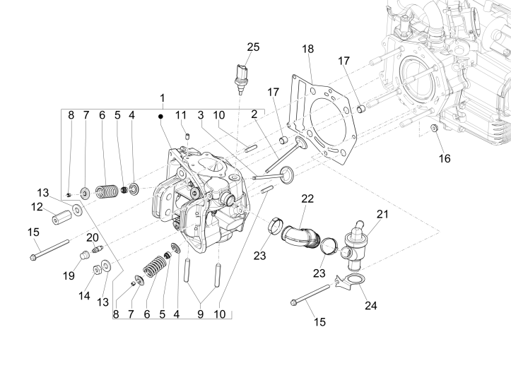 Cilinderkop Piaggio MP3 500 LT Business 2014-2016