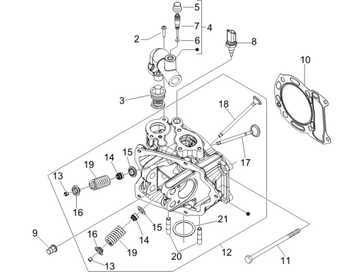 Cilinderkop Vespa GTS 250 ie 2005-2009 (met ABS)