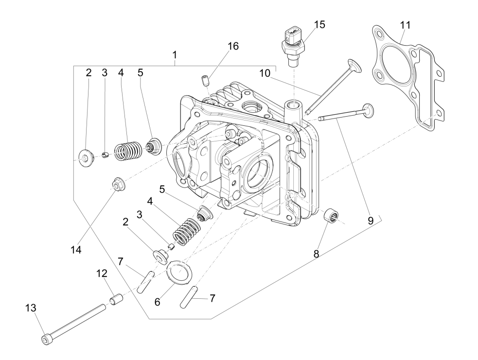 Cilinderkop Vespa Sprint 50 4-takt IGET 3V Euro 4