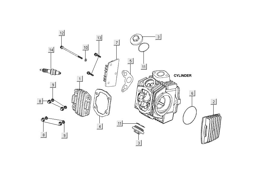 Cilinderkop Kymco Nexxon 50 4-takt donkergrijs
