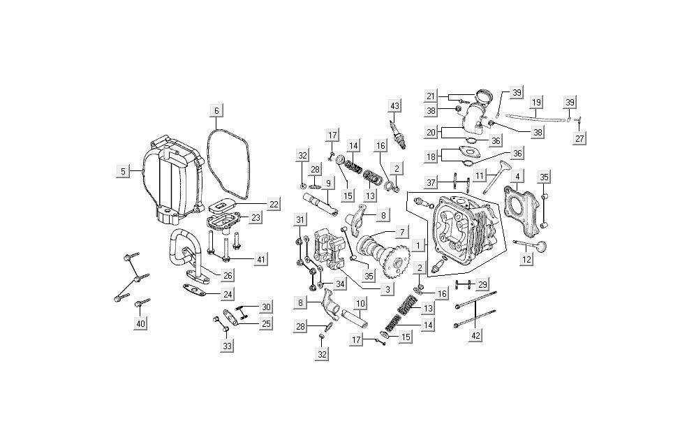 Cilinderkop - Nokkenas - SLS Kymco Super8 50 4-takt 2007-2009 oranje