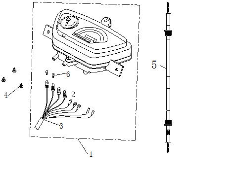 Kilometerteller - Cockpit - Kilometertellerkabel China Ape 50 zwart
