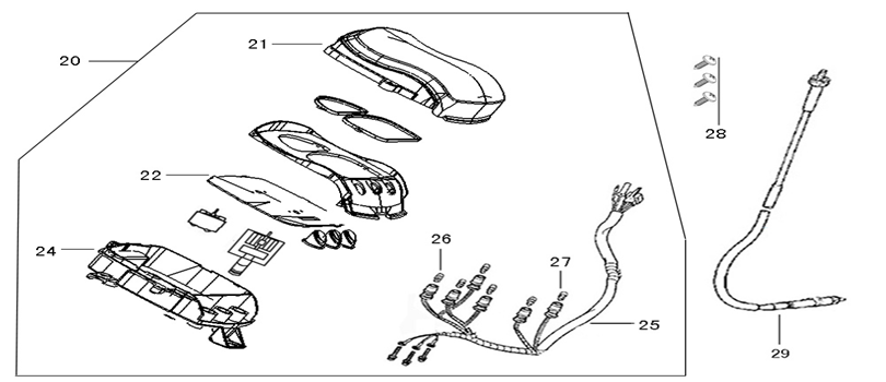 Kilometerteller - Cockpit - Kilometertellerkabel Znen Revival creme groen