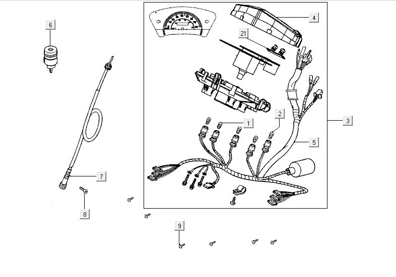 Kilometerteller - Cockpit - Kilometertellerkabel Kymco Agility RS 4-takt wit 11