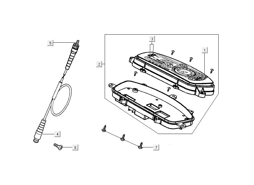 Kilometerteller - Kilometertellerkabel Kymco New Dink 50 4-takt AC donkergrijs